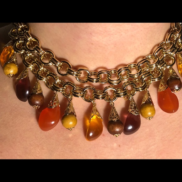 Honey Amber Choker Necklace - Picture 3 of 7